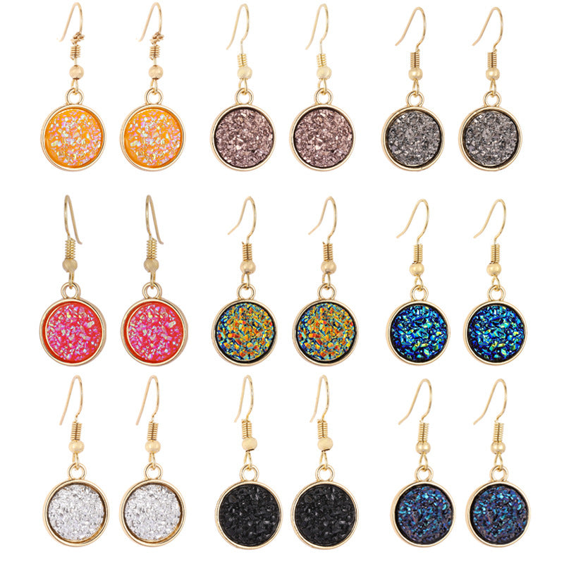 Starry Resin Vug Crystal Eardrops Set Earrings