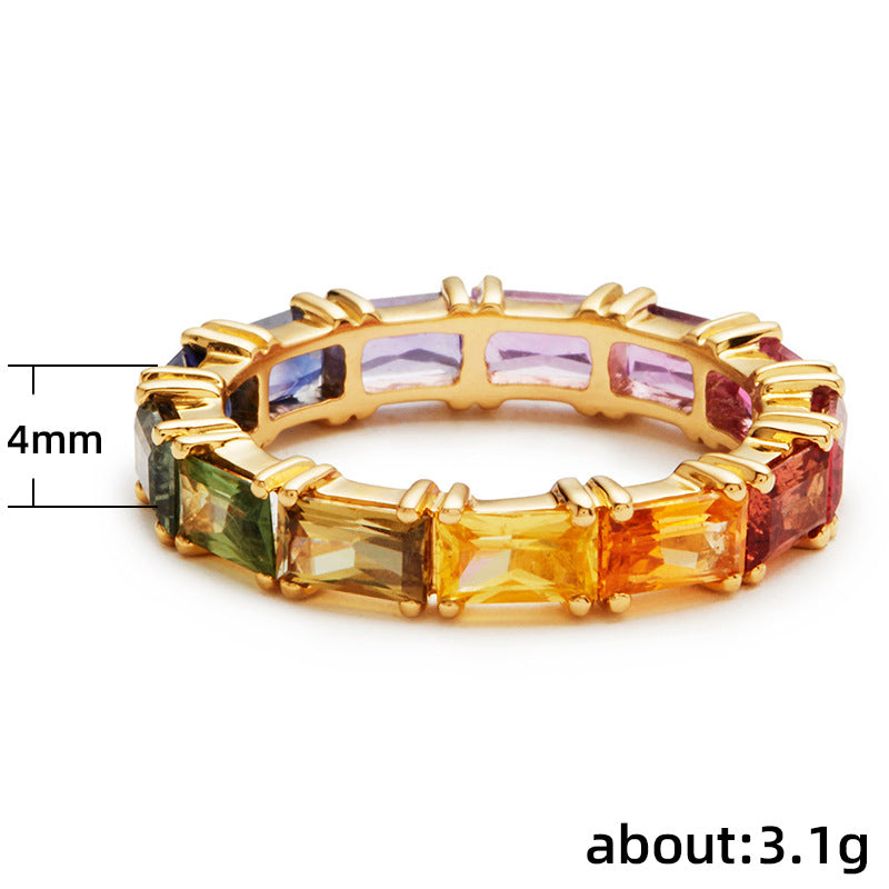 Women's Shi Exquisite Fashion Rainbow Zircon Ornament Rings