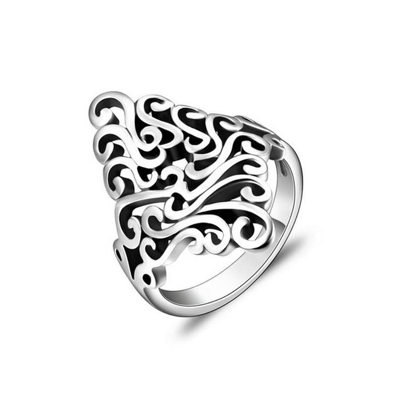 Bagues à motif creux en diamant Chiba Thai Sier pour femmes