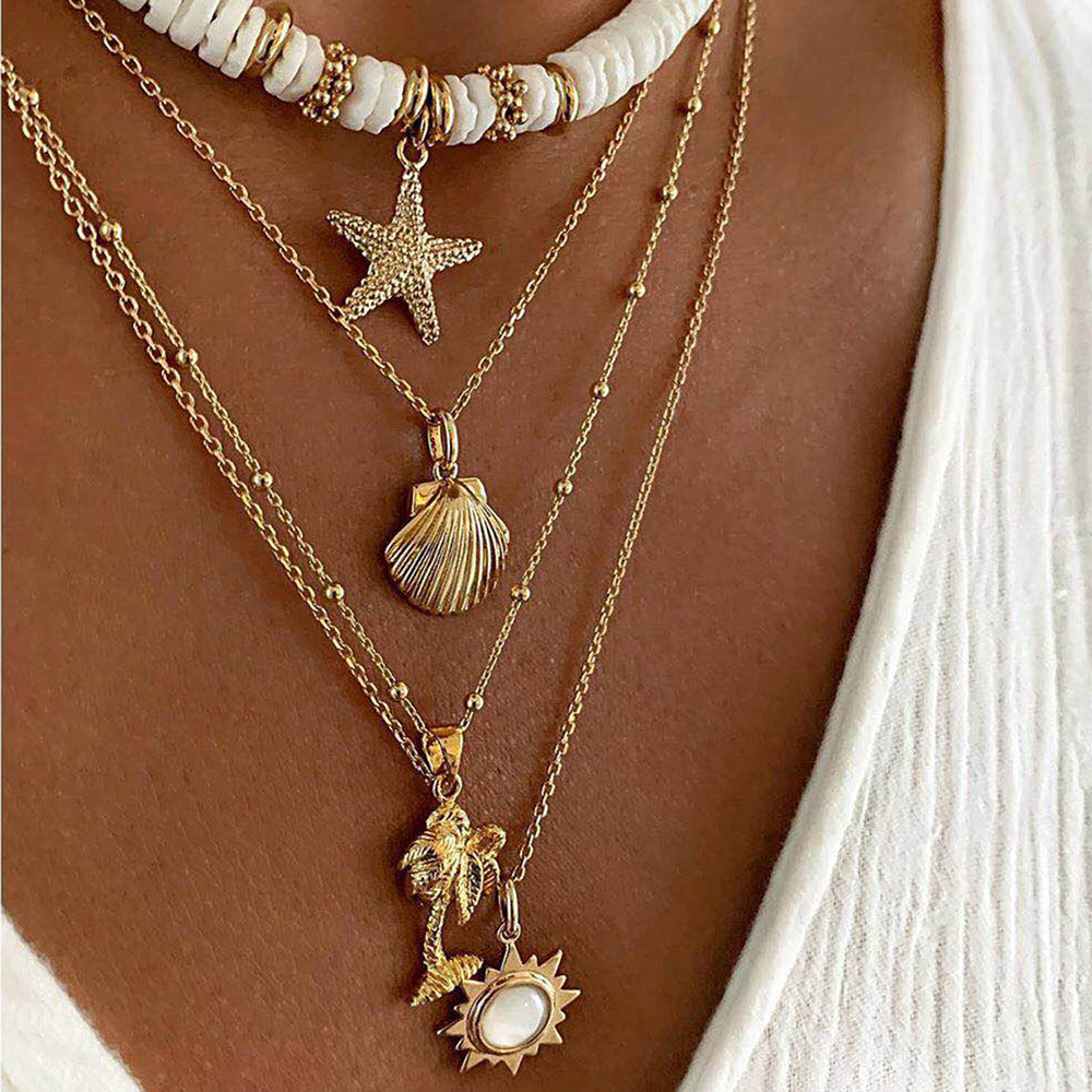 Ornement polymère argile étoile de mer coquille pendentif colliers