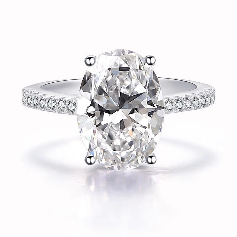 Oval White Gold Plated Zircon Ornament Rings