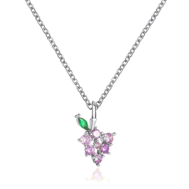 Fruit Grape Apple Pendant Clavicle Chain Necklaces