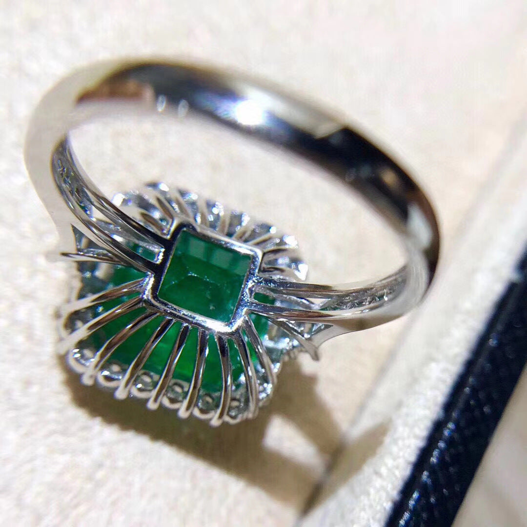 Square Artificial Emerald Tourmaline Open Female Rings