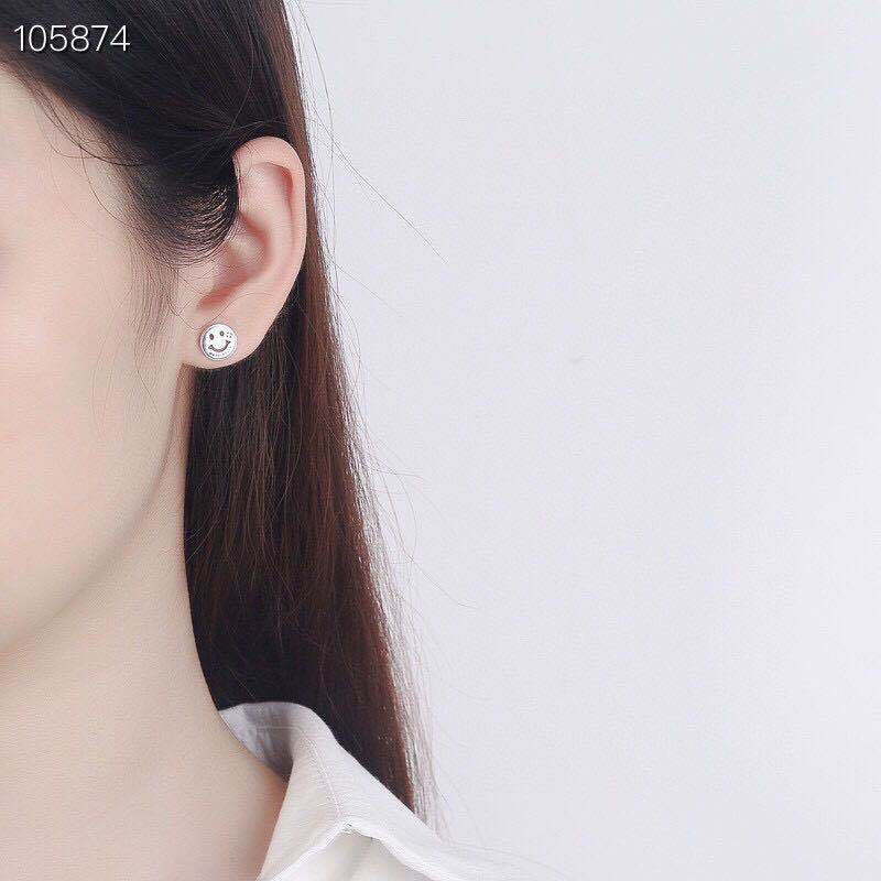 Women's Sterling Sier Smile Face Thai Retro Earrings