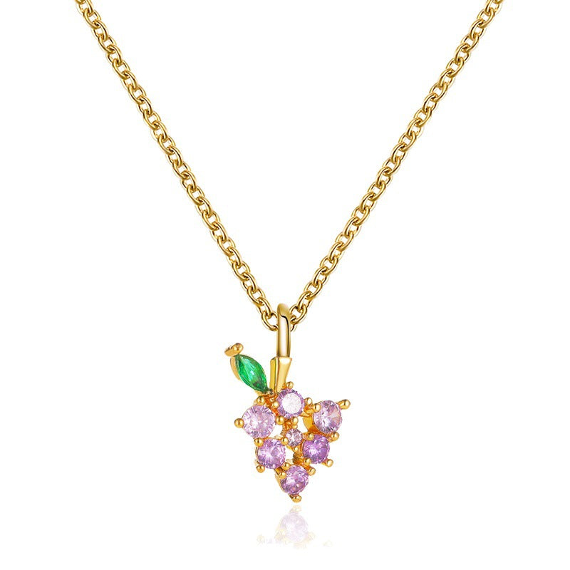 Fruit Grape Apple Pendant Clavicle Chain Necklaces