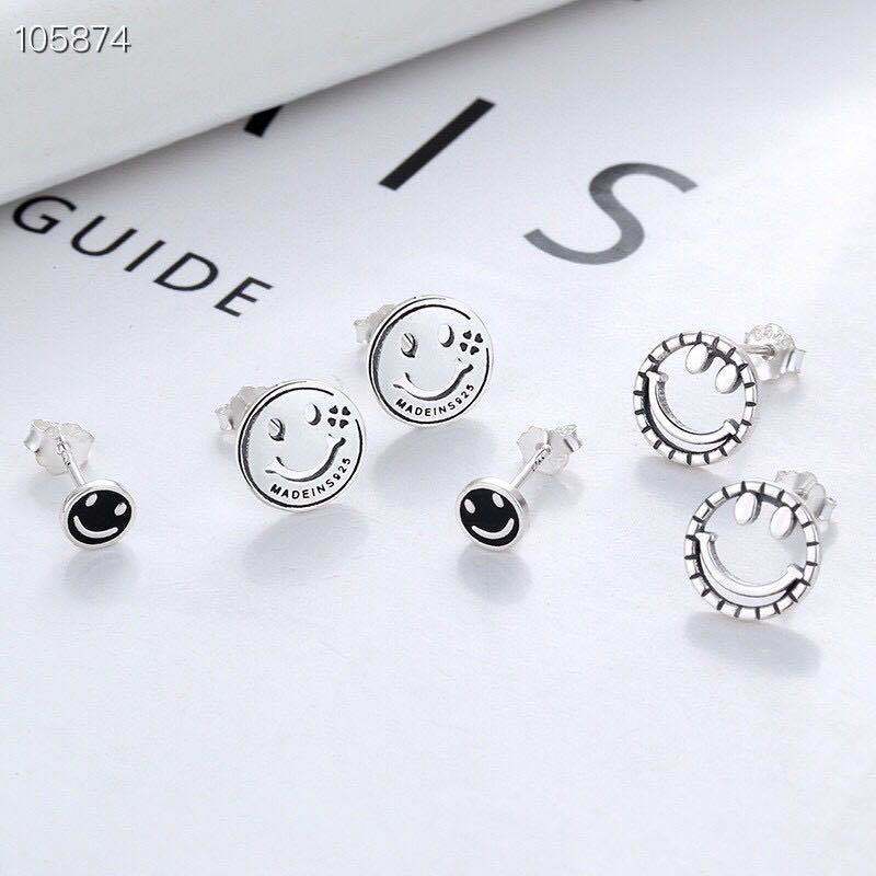 Women's Sterling Sier Smile Face Thai Retro Earrings
