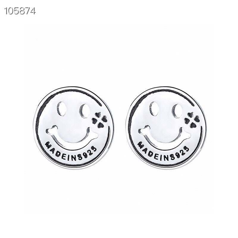 Women's Sterling Sier Smile Face Thai Retro Earrings
