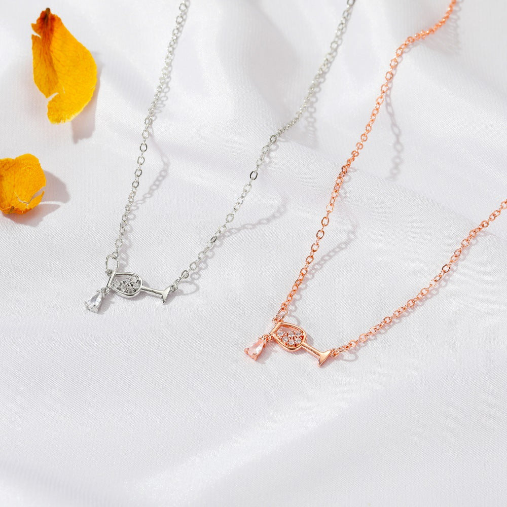 Women's Personalized Goblet Elegant Zircon Love Red Necklaces