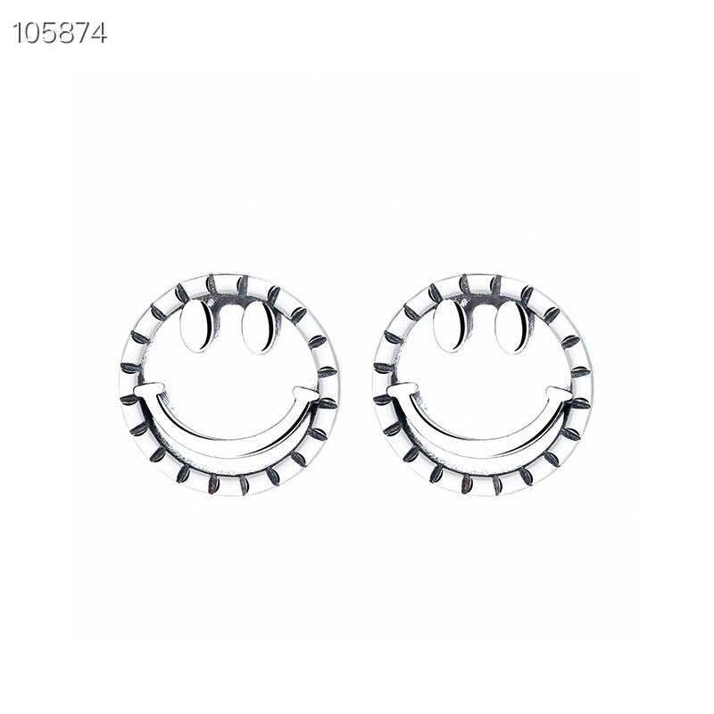 Women's Sterling Sier Smile Face Thai Retro Earrings