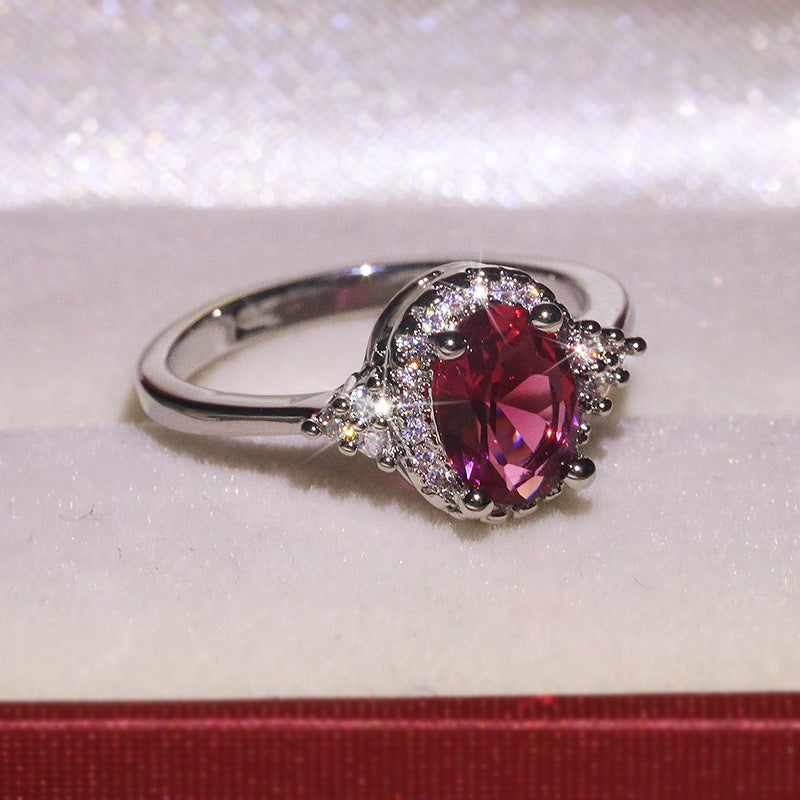 Women's Red Zircon Two-tone For Best Selling Rings