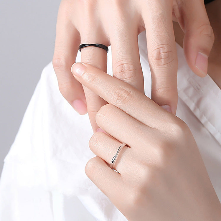 Bagues à ouverture simple pour couple en argent sterling minoritaire pour femmes et hommes