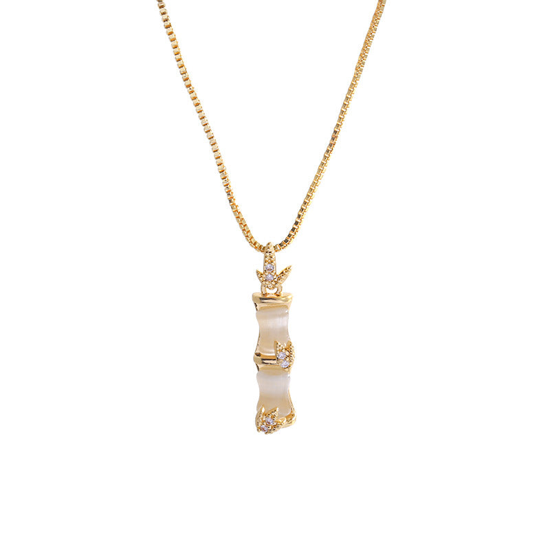 Women's Bamboo Joint Pendant Clear Opal Fashionable Necklaces