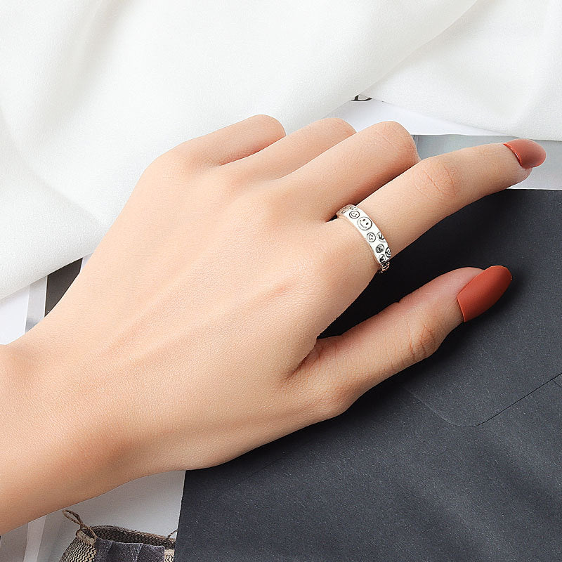 Face Retro Female Chain Joint Opening Rings