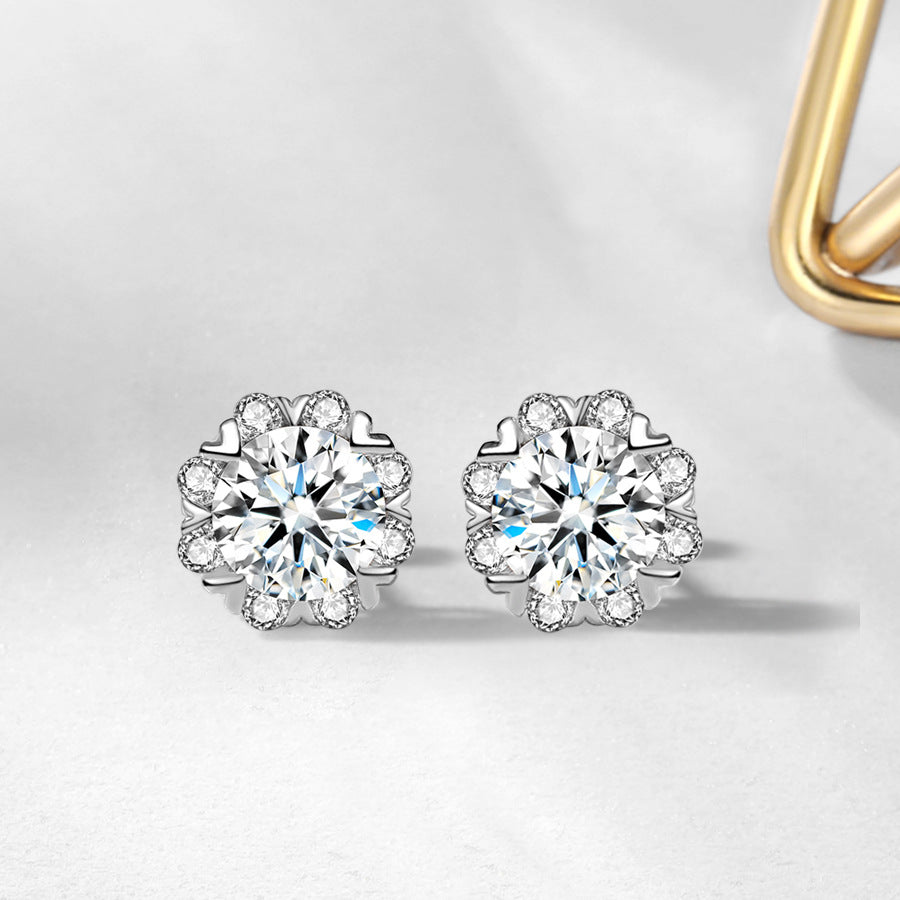 Women's Small Ear Sier First Flower Peach Earrings