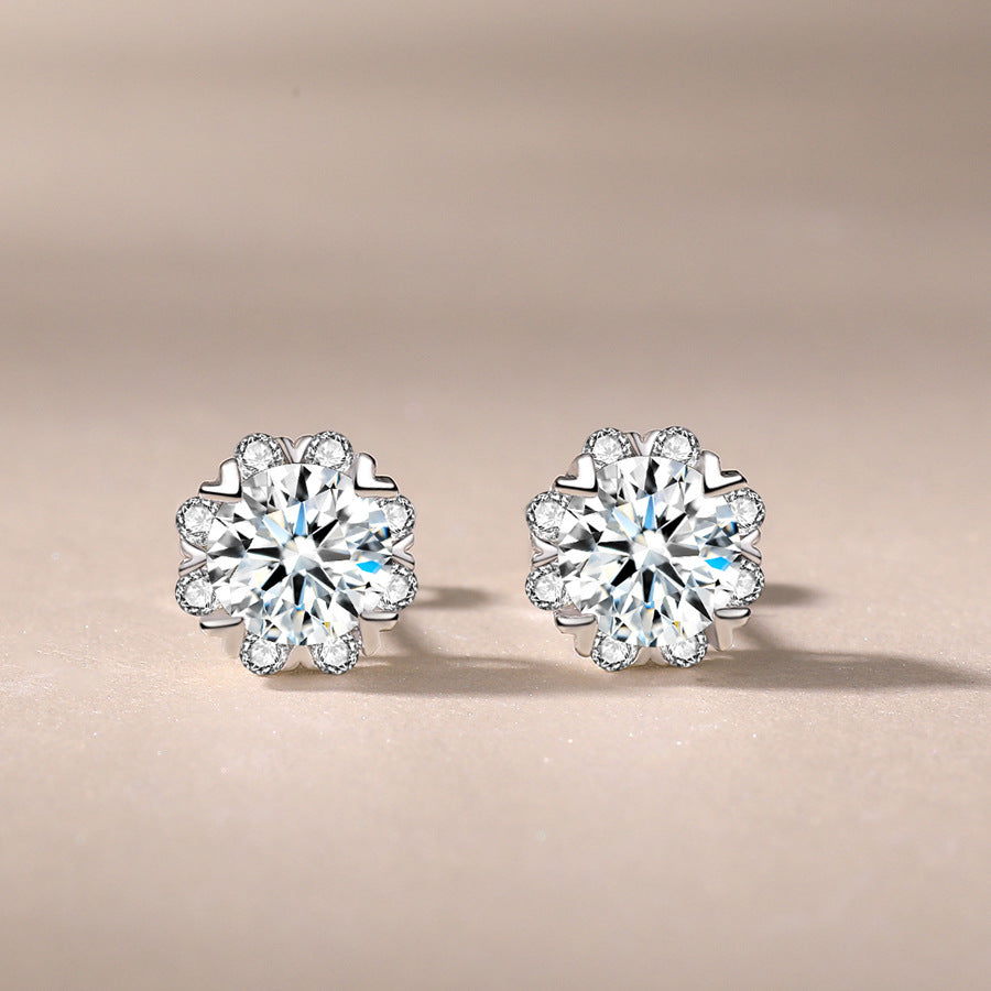 Women's Small Ear Sier First Flower Peach Earrings