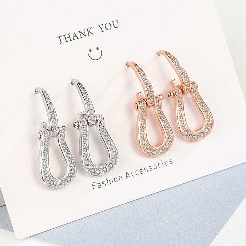 U-shaped Horseshoe Sier Pin Gao Geometric Rings