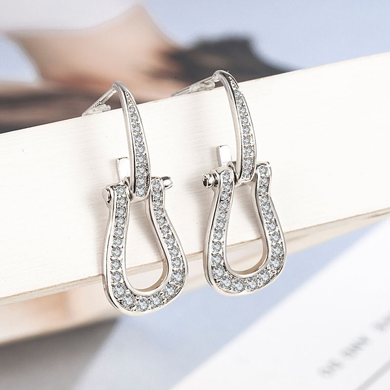 U-shaped Horseshoe Sier Pin Gao Geometric Rings