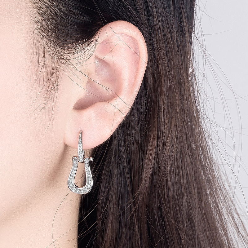 U-shaped Horseshoe Sier Pin Gao Geometric Rings