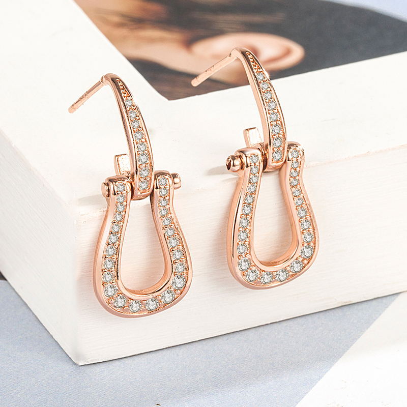 U-shaped Horseshoe Sier Pin Gao Geometric Rings