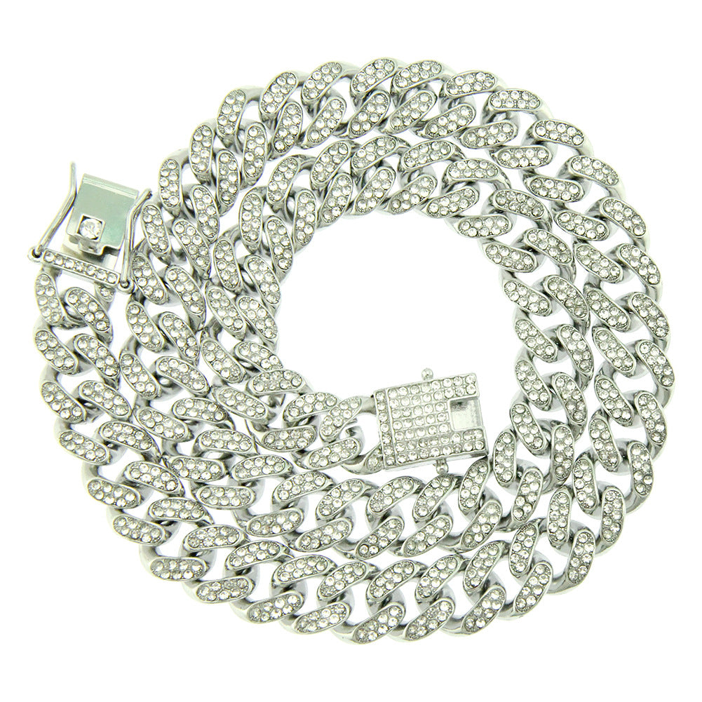 Colliers punk cubains cool avec plein de diamants pour hommes