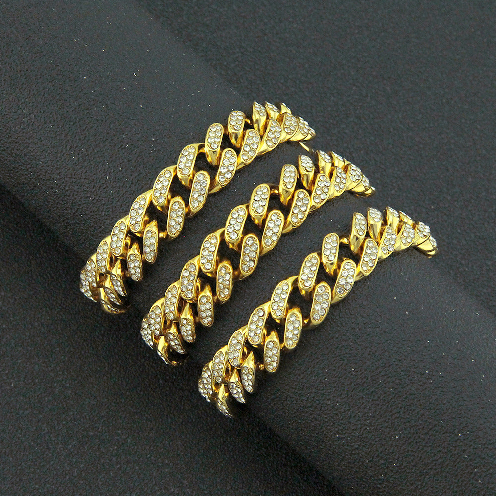Colliers punk cubains cool avec plein de diamants pour hommes