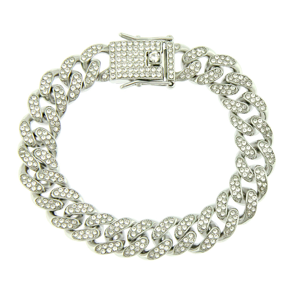 Colliers punk cubains cool avec plein de diamants pour hommes
