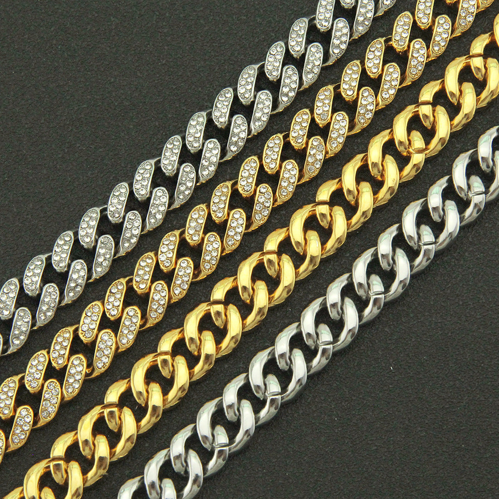 Colliers punk cubains cool avec plein de diamants pour hommes