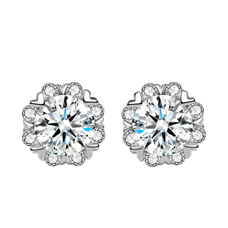 Women's Small Ear Sier First Flower Peach Earrings