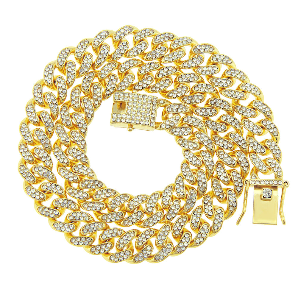 Colliers punk cubains cool avec plein de diamants pour hommes