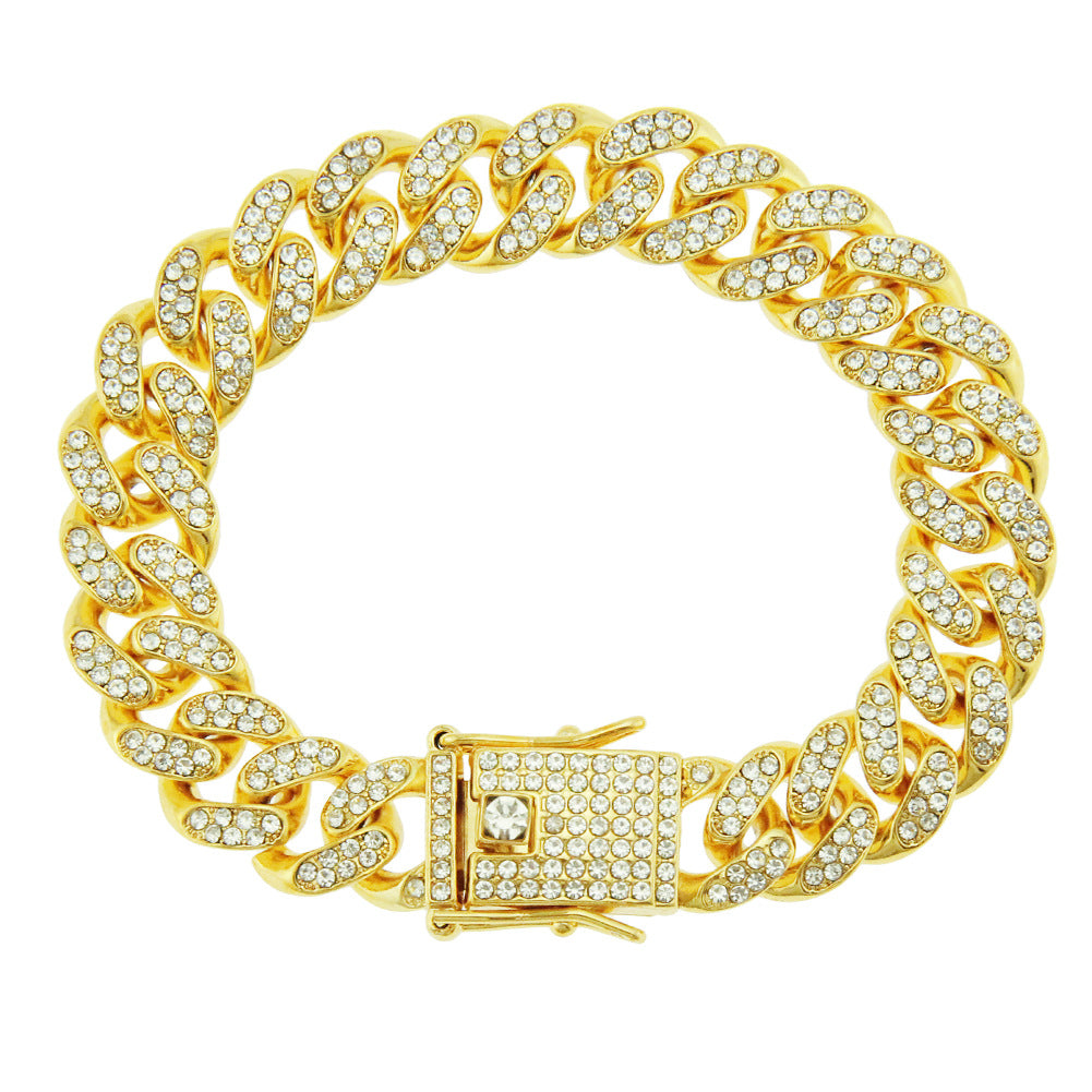 Colliers punk cubains cool avec plein de diamants pour hommes