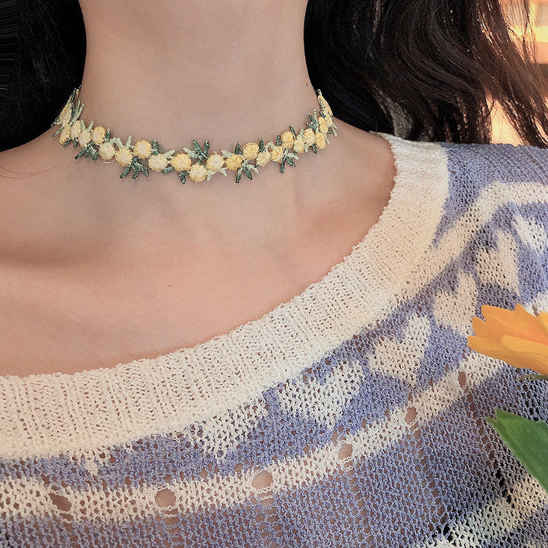 Rosa Schlüsselbeinkette für Damen, elegante Retro-Band-Halsketten
