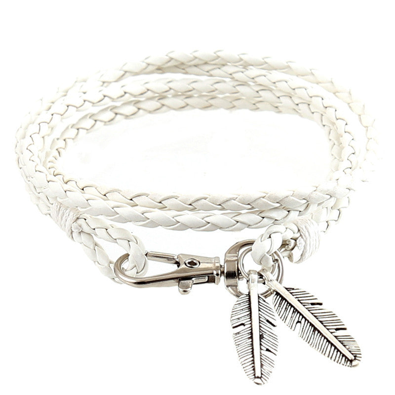 Men's Korean Woven Twisted Leather Rope Bracelets