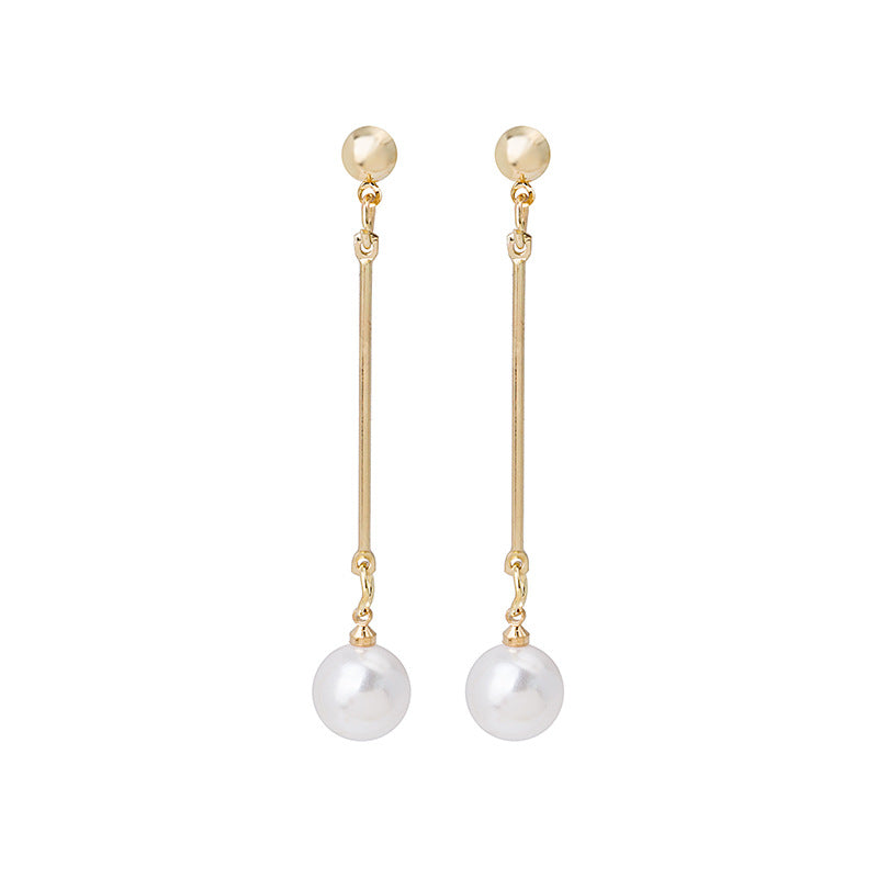 Accessories Elegant Gold Plated Long Pearl Earrings