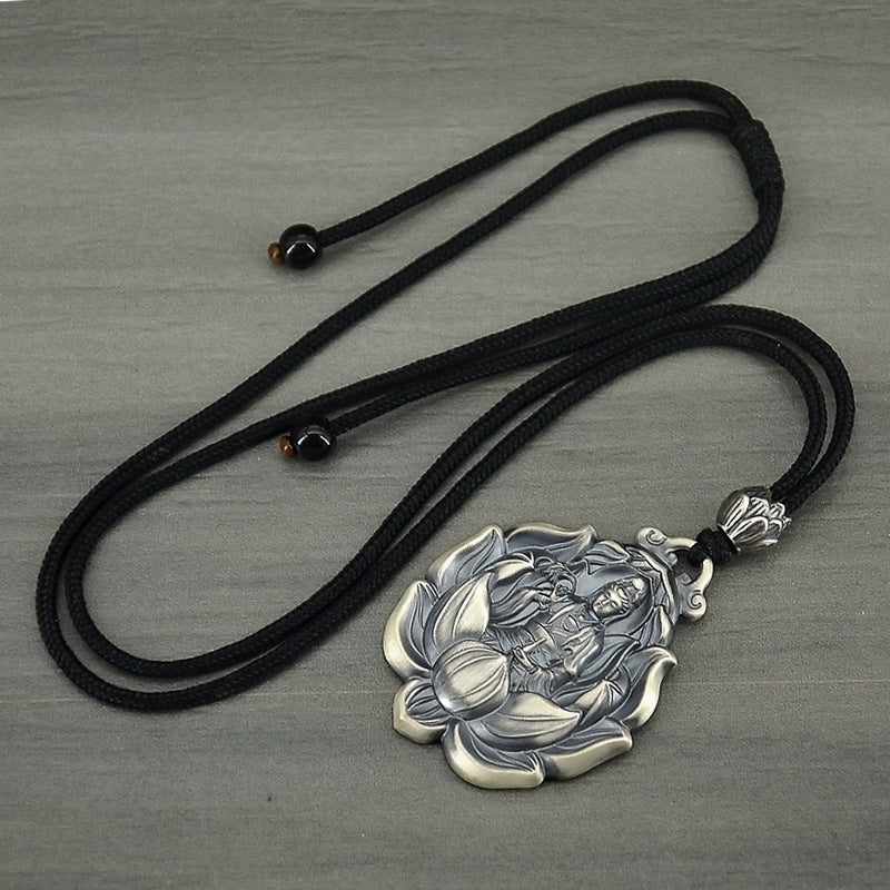 Colliers de vie en argent Sterling pour femmes, hommes et Vintage, pendentif Avalokitesvara, amulette pure solide