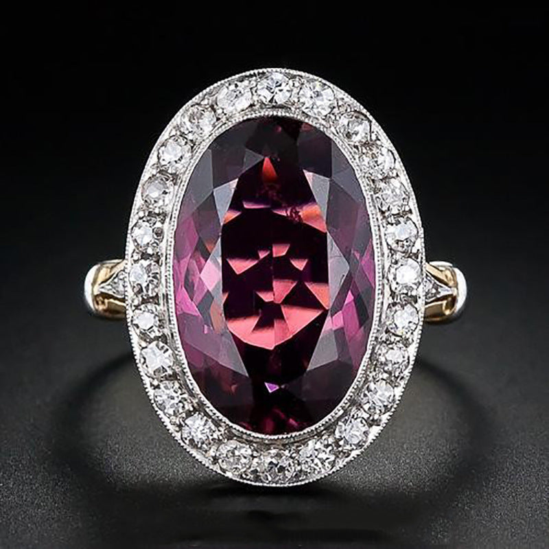 Zweifarbige Shi-Ornament-Granatapfel-Rotzirkon-Ringe für Damen