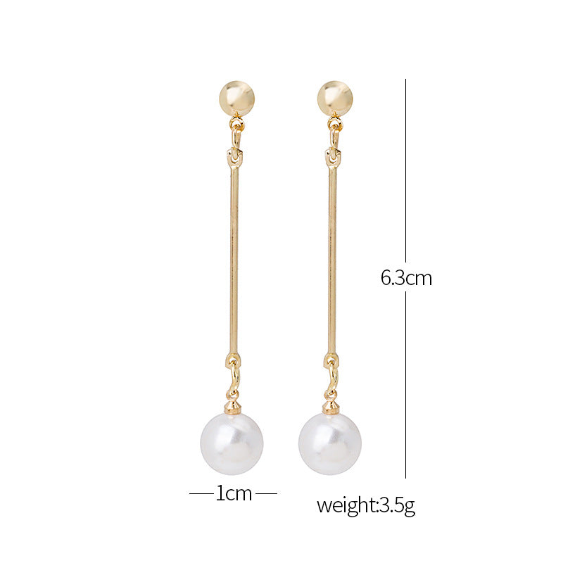 Accessories Elegant Gold Plated Long Pearl Earrings