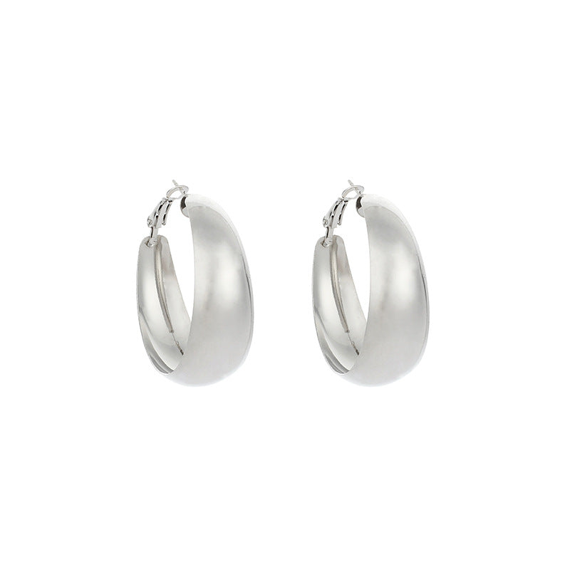 High Profile Retro Geometric Big Circle Glossy Earrings