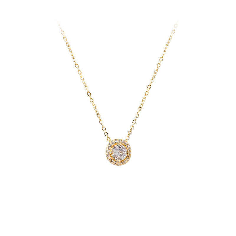 Zircon Circle Female Personality Fashion Short Environmental Necklaces