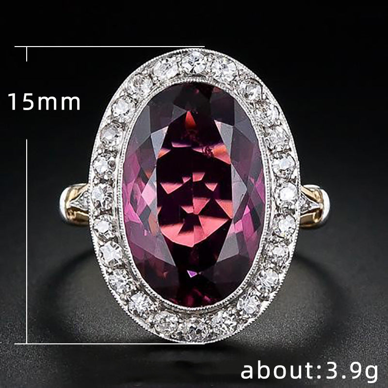 Zweifarbige Shi-Ornament-Granatapfel-Rotzirkon-Ringe für Damen