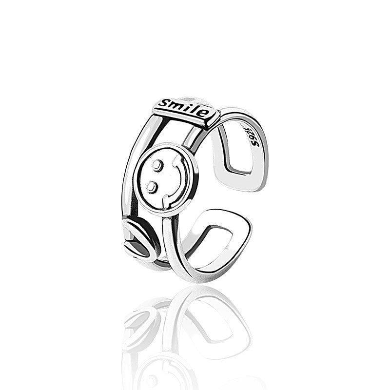 Women's Simple Smiley Fashion Jewelry Open Double Layer Rings