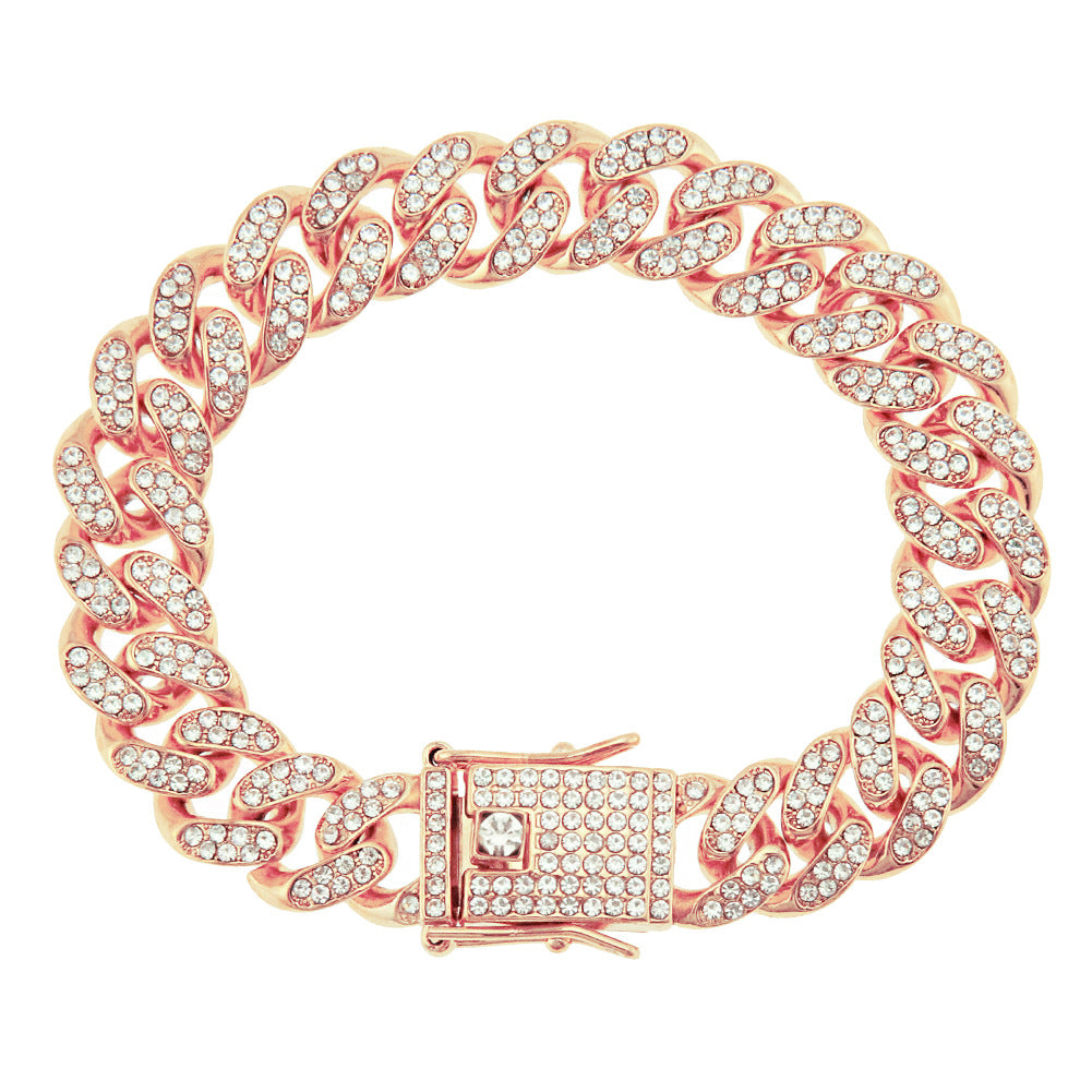 Colliers punk cubains cool avec plein de diamants pour hommes