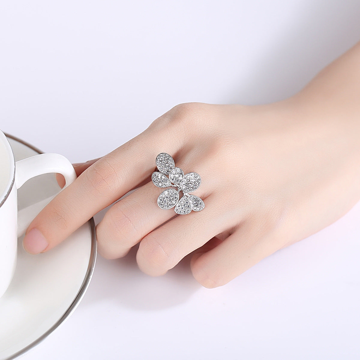 Women's Flower Open Korean Style Adjustable Mouth Index Finger Rings