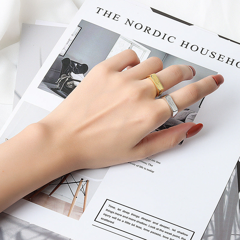 Women's Sier Style Simple Gold-plated Stacked Thin Glossy Rings