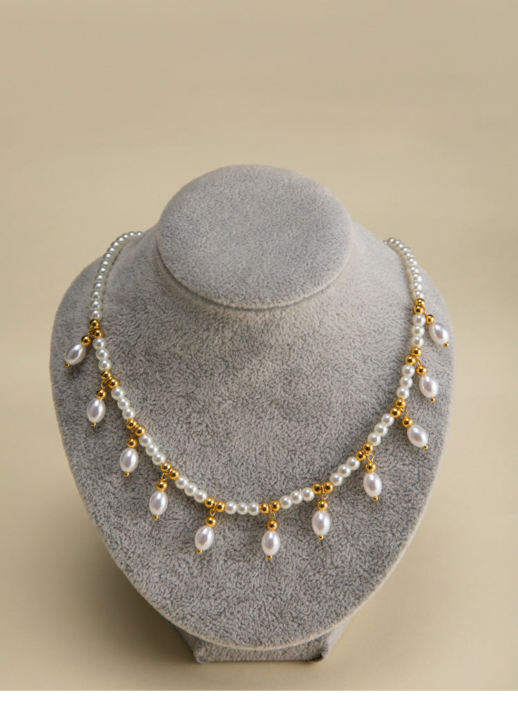Women's Style Ancient Colored Glaze Pendant Pearl Necklaces