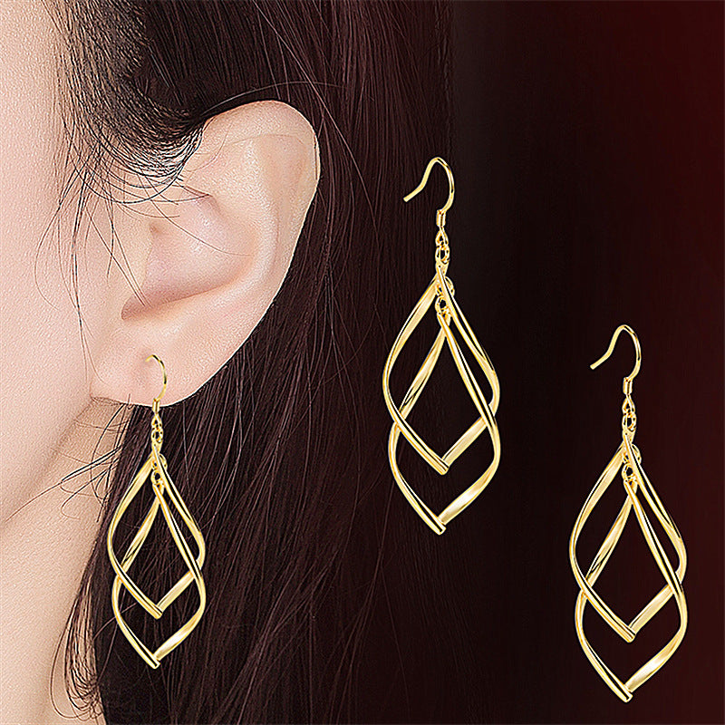 Accessories Gold Plated Double Buckle Ear Earrings