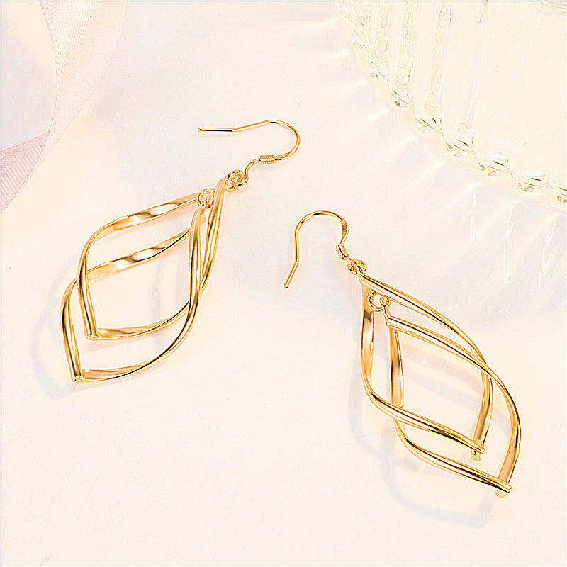 Accessories Gold Plated Double Buckle Ear Earrings