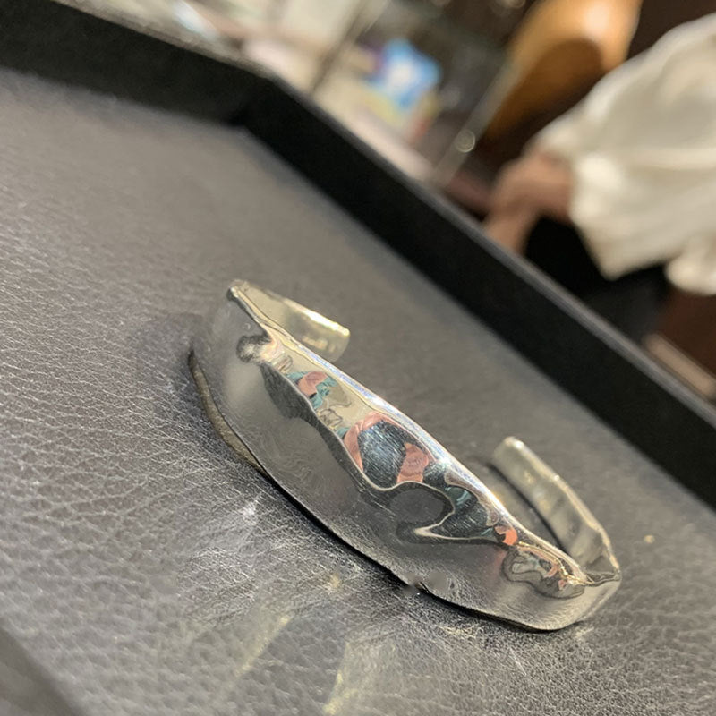Women's Sterling Sier Flat Retro For Trendy Cold Bracelet