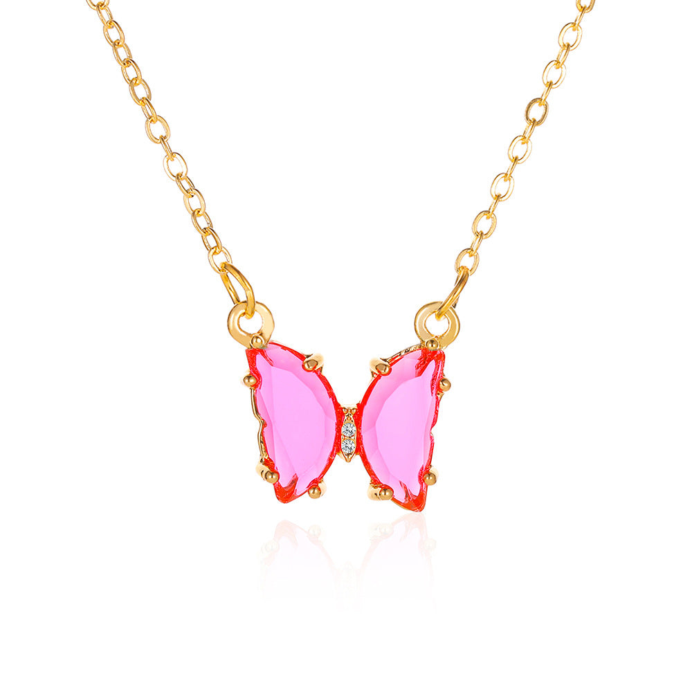 Colliers transparents papillon en cristal, super rêve féerique