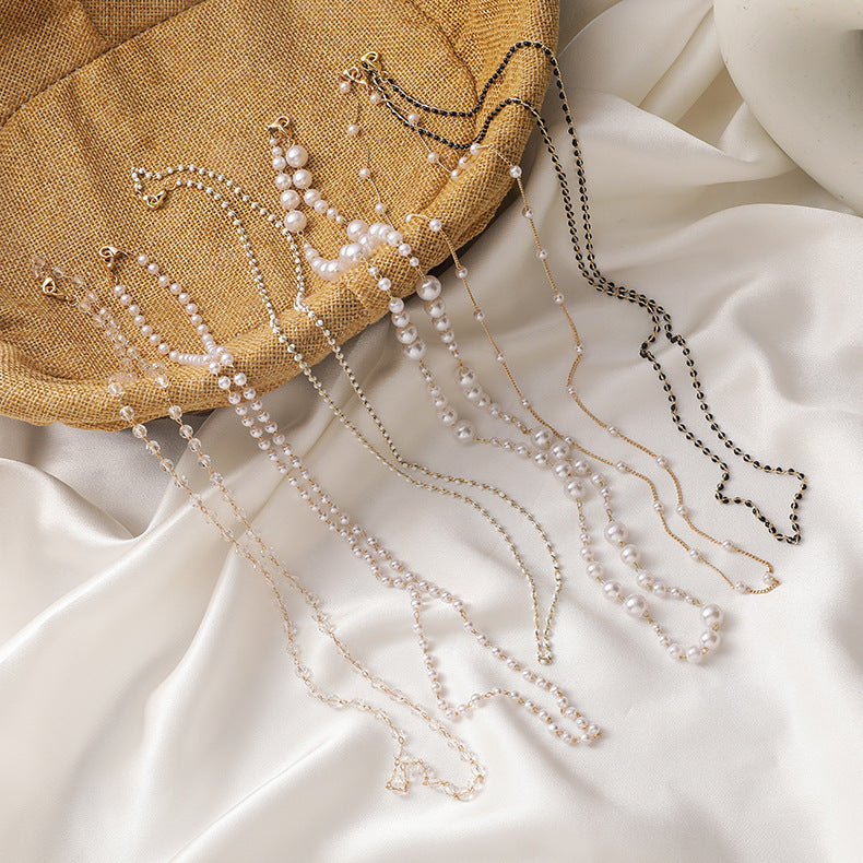 Chaîne de lunettes licou, lanière, colliers de perles Vintage