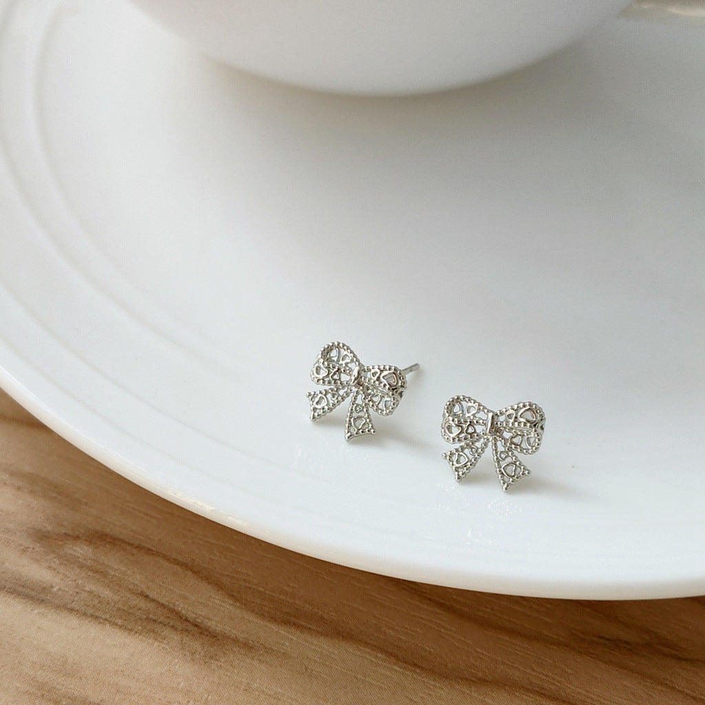 Women's Bright Eyes Shop Sier-plated Needle Gold-plated Mini Hollow Stud Earrings